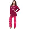 Dreams & Co. Plus Size Petite Long Sleeve Knit PJ Set(Plum Burst Dot)