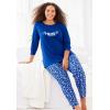Dreams & Co. Plus Size Petite Long Sleeve Knit PJ Set(Sky Blue Winter Cat)