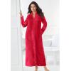 Dreams & Co. Plus Size Plush Zip-Front Robe(Plum Burst Heart)