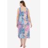 Dreams & Co. Plus Size Print Sleeveless Square Neck Lounger(Black Floral Scroll)