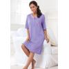 Dreams & Co. Plus Size Satin Trim Cotton Sleepshirt(Heather Grey Scroll Heart)