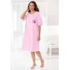 Dreams & Co. Plus Size Satin Trim Cotton Sleepshirt(Sky Blue Dream)