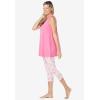 Dreams & Co. Plus Size Scoopneck Tank & Capri Legging PJ Set(Black Multi Hearts)
