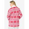 Dreams & Co. Plus Size Sherpa Lined Collar Microfleece Bed Jacket(Classic Red Fair Isle)