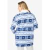 Dreams & Co. Plus Size Sherpa Lined Collar Microfleece Bed Jacket(Evening Blue Fair Isle)