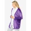 Dreams & Co. Plus Size Sherpa Lined Collar Microfleece Bed Jacket(Plum Burst)