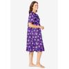 Dreams & Co. Plus Size Short Floral Print Cotton Gown(Plum Burst Bouquet)
