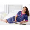 Dreams & Co. Plus Size Short Henley Sleepshirt(Black Multi Floral)
