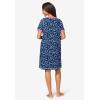 Dreams & Co. Plus Size Short Henley Sleepshirt(Evening Blue Stars)