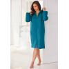 Dreams & Co. Plus Size Short Hooded Sweatshirt Robe(Evening Blue)