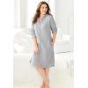 Dreams & Co. Plus Size Short Hooded Sweatshirt Robe(Evening Blue)