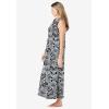 Dreams & Co. Plus Size Trapeze V-Neck Lounger(Black White Flower)