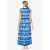 Dreams & Co. Plus Size Trapeze V-Neck Lounger(Bright Cobalt Tie Dye Stripe)