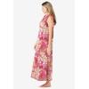Dreams & Co. Plus Size Trapeze V-Neck Lounger(Pomegranate Floral)