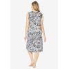 Dreams & Co. Plus Size Trapeze V-Neck Short Lounger(Black White Flower)