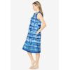 Dreams & Co. Plus Size Trapeze V-Neck Short Lounger(Bright Cobalt Tie Dye Stripe)