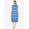 Dreams & Co. Plus Size Trapeze V-Neck Short Lounger(Bright Cobalt Tie Dye Stripe)
