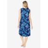 Dreams & Co. Plus Size Trapeze V-Neck Short Lounger(Evening Blue Peony)