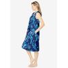 Dreams & Co. Plus Size Trapeze V-Neck Short Lounger(Evening Blue Peony)