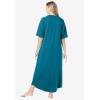 Dreams & Co. Women’s Plus Size Long French Terry Zip-Front Robe (Petite Available)(Deep Teal)