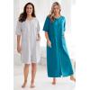 Dreams & Co. Women’s Plus Size Long French Terry Zip-Front Robe (Petite Available)(Pink Hearts)