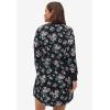 Ellos Plus Size Long Sleeve Henley Sleepshirt(Black Multi Floral)