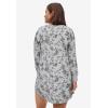 Ellos Plus Size Long Sleeve Henley Sleepshirt(Heather Grey Floral)