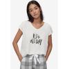 Ellos Plus Size Screen-Print Sleep Tee(White)