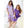 Only Necessities Plus Size 2-Pack Short Silky Gown(Dark Berry Animal)