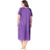 Only Necessities Plus Size 2-Pack Short Silky Gown(Plum Burst Soft Iris)