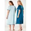 Only Necessities Plus Size 2-Pack Short Silky Gown(Sweet Coral Flower)