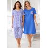 Only Necessities Plus Size 2-Piece Pintuck Tee And Capri Sleep Set(Cool Mint Dancing Floral)