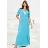 Only Necessities Plus Size Embellished Knit Lounger(Caribbean Blue)