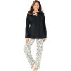 Only Necessities Plus Size Henley PJ Set(Black Ivory)