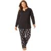 Only Necessities Plus Size Henley PJ Set(Classic Red Ivory)