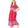 Only Necessities Plus Size Long Crinkle Cotton Lounger(Fresh Berry Paisley)