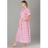 Only Necessities Plus Size Long Seersucker Lounger(Aquamarine Plaid)