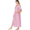 Only Necessities Plus Size Long Seersucker Lounger(Black White Gingham)