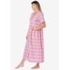 Only Necessities Plus Size Long Seersucker Lounger(Bright Violet Sapphire Plaid)
