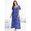 Only Necessities Plus Size Long Silky Lace-Trim Gown(Black)