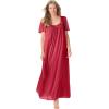 Only Necessities Plus Size Long Silky Lace-Trim Gown(Classic Red)