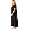 Only Necessities Plus Size Long Silky Lace-Trim Gown(Classic Red)