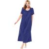 Only Necessities Plus Size Long Silky Lace-Trim Gown(Ultra Blue)