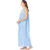 Only Necessities Plus Size Long Sleeveless Floral Nightgown(French Blue Stripe)