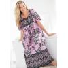 Only Necessities Plus Size Petite Bib Front Lounger(Black Vine)