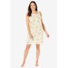 Only Necessities Plus Size Short 2-Piece Cabbage-Rose Peignoir Set(Pink Floral)