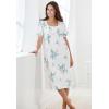 Only Necessities Plus Size Short Pintuck Knit Gown(Periwinkle Floral)