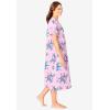 Only Necessities Plus Size Short Pintuck Knit Gown(Periwinkle Floral)
