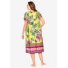 Only Necessities Plus Size Short Print Shirred Lounger(Bright Yellow Hummingbird)