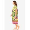 Only Necessities Plus Size Short Print Shirred Lounger(Bright Yellow Hummingbird)